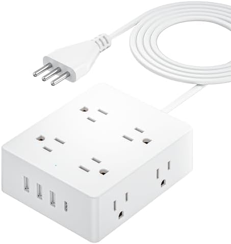 Comprehensive Universal Travel Adapter for Global Journeys – Olcorife 6-Outlet & 3-USB Port Power Solution with 5 ft Extension Cord | EU, UK, US, AUS Compatibility | Enhanced Surge Protection & Multi-Device Charging Convenience