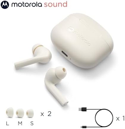 Motorola Moto Buds 065 True Wireless Earbuds – Extended 17-Hour Battery Life, IPX4 Splash Proof Design, Advanced Touch Control, and ENC Microphone for Superior Call Clarity – Noise Isolation Headphones in Stylish Moonless Night Finish for Ultimate Comfort and Connectivity