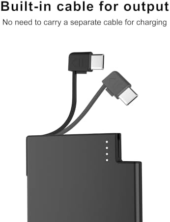 TNTOR Ultra-Slim USB-C Power Bank with Built-in Cable – Pocket-Sized Charger for i Phone 15/16 and Android Devices – Fast Charging, Lightweight, and Wallet-Friendly Battery Pack for On-the-Go Power Solutions