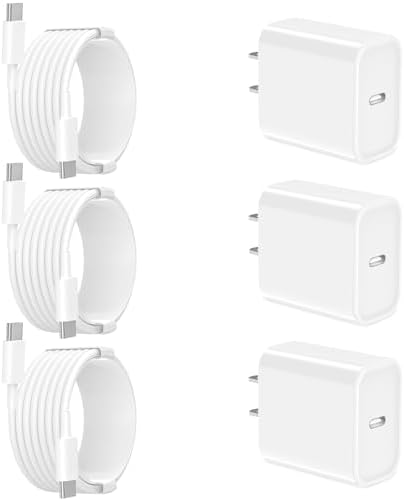 Elevate Your Charging Experience with Kindtoy 3-Pack 20 W MFi Certified USB-C Power Adapters for i Phone 16 – Includes 6 FT Type-C Cable for Fast, Reliable Charging at Home or On-the-Go, Perfect for Tech Enthusiasts Seeking Superior Compatibility and Efficiency