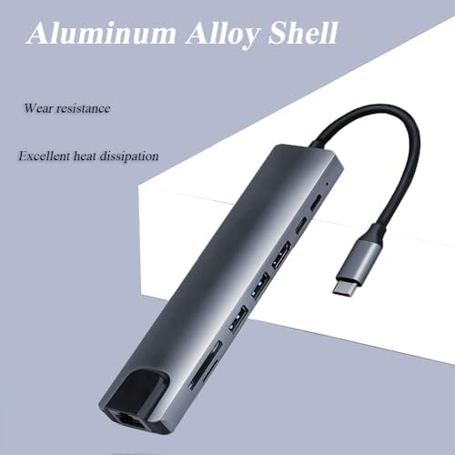 8-in-1 USB C Adapter for Ultimate Connectivity – Experience 4 K HDMI Output, Rapid Device Charging, Reliable Ethernet Connection, and SD/TF Card Reader – Versatile Multi-Port Hub for Enhanced Productivity with Laptops, Mice, and Keyboards – Compact, Durable Design for On-the-Go Professionals