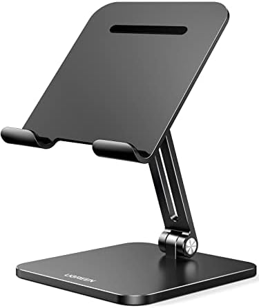 UGREEN Adjustable Tablet Stand for i Pad – Sturdy Aluminum Desk Holder with Enhanced Stability for Pro, Air, and Mini Models – Optimized Viewing Comfort, Portable Design, and Sleek Black Finish – Ideal Home & Office Accessory