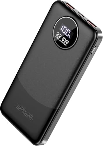 Advanced 10,000 m Ah Portable Charger with 22.5 W Fast Charging – USB-C Power Bank for i Phone 16/15/14/13/12 & Samsung S22/S21 – PD 3.0 & QC 4.0 Compatible with LED Battery Display – Lightweight Multi-Device Power Bank for Travel & Daily Use