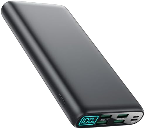 High-Capacity 38800 m Ah Portable Power Bank with LCD Display – Multi-Device Charger Featuring 5 USB Outputs and USB-C Connectivity for Fast Charging – Ideal for i Phone 16/15/14/13 Pro, Samsung Galaxy, Pixel, and Nexus – Ultimate On-the-Go Charging Solution in Blue
