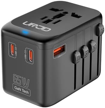 Global Travel Companion: High-Performance Universal Adapter with 6 A Output, Featuring 3 USB-C & 2 USB-A Ports for Swift Charging Across 200+ Countries – Perfect Solution for EU, US, UK, AU and Beyond