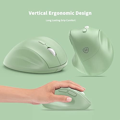 Revolutionize Your Workspace with the Green Ergonomic Wireless Mouse – Superior Vertical Design for Ultimate Comfort, Silent Clicks for Distraction-Free Focus, Long-Lasting Battery Life Powered by 1 AA Battery, Precision Control Up to 1600 DPI with USB Receiver Compatibility for PCs, Laptops, and Desktops
