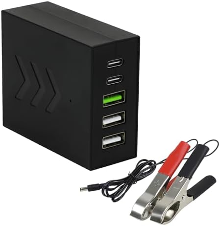 Le Motech Ultra-Fast Multi-Port USB Power Adapter – Compact 12 V/24 V to 5 V DC Converter for i Phone, Android, and Tablets – Versatile Charging Station for Travel and Outdoor Use – Reliable Power Solution with Four USB Ports for Quick Device Charging