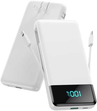 Upgrade Your Charging Experience: 13800 m Ah Portable Power Bank with Built-in Cables and Wall Plug – Fast Charging USB-C Battery Pack for i Phone 16/15/14, Samsung & Android Devices – Ultimate Travel Companion with 4 Outputs for Simultaneous Device Charging