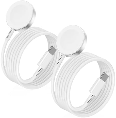 Revolutionize Your Apple Watch Charging with Dual Magnetic Wireless USB-C Chargers | Fast 3 FT Cable for All Series Models Including Ultra SE/8/7/6/5/4/3/2/1 | Ultimate Compatibility for 38 mm to 45 mm Sizes | Tangle-Free Premium Design for Effortless Use | Enhanced Durability for Everyday Power Needs