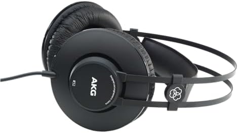 AKG K52 Over-Ear Headphones – Superior Audio Clarity for Professional Studio Monitoring and Everyday Use, Comfort-Focused Design with Adjustable Headband, Dynamic Drivers, and Broad Device Compatibility