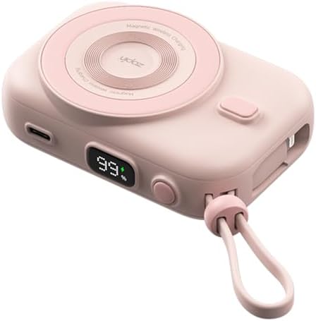 Sleek 10,000 m Ah Magnetic Power Bank – 22.5 W PD Fast Charging Wireless Charger for i Phone 16/15/14/13/12 Series in Elegant Pink – Ultimate Convenience with LED Display and Type-C Cable Included