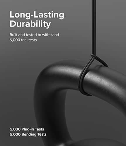 Ringke 3.9 FT USB to Lightning Pastel Charging Cable – Fast Charge Your i Phone, i Pad, and Air Pods with Tangle-Free Design and Enhanced Durability – Sleek Black Aesthetic Perfect for Car Play and Everyday Use