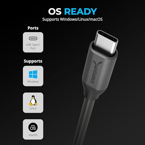SABRENT USB-C to DB9 Serial RS-232 Adapter Cable (3 FT) – High-Speed Prolific PL2303 Chipset for Seamless POS, Modem, GPS, and Industrial Device Connectivity – Versatile USB 2.0 Solution for Legacy Device Integration with 1 bps to 12 Mbps Baud Rate – Durable, Portable, and Easy to Use