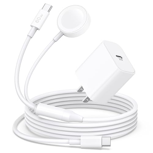 Ultimate 2-in-1 USB-C Charging Station for Apple Watch and i Phone – 6 FT Fast Charging Cable with 20 W Power Adapter – Perfectly Designed for Apple Watch Series Ultra/SE/10/9/8/7/6/5/4/3/2 and i Phone 16/15 – Enhanced Compatibility, Rapid Charge Efficiency, and Compact Design for Effortless Portability and Organization