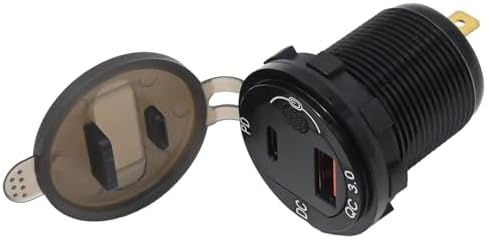 UOIENRT 83 W High-Speed USB C Car Charger with 18 W QC3.0 and 65 W USB C Port – Smart Voltmeter & 12 V Socket with Button Switch for Seamless Charging in Cars, Golf Carts, and Marine Vessels – Enhance Device Compatibility and Performance