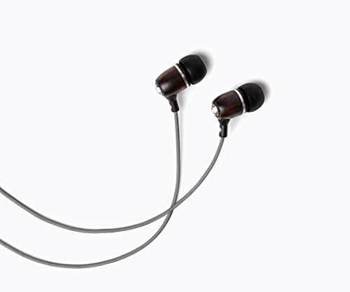Experience Premium Sound with Symphonized Bling Genuine Wood In-Ear Noise-Isolating Headphones – Eco-Friendly Design, Built-In Mic, and Tangle-Free Nylon Cable for Enhanced Audio Compatibility in Gray