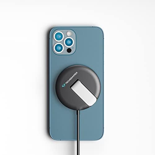 Elevate Your Charging Experience: Techsmarter Magnetic Fast Charging Pad with Kickstand for i Phone 12, 13, 14 – USB-C Wireless Charger with Integrated 5 ft Cable for Speed and Versatility
