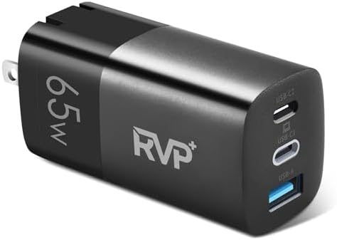 Ultimate 65 W USB-C Fast Charger: Triple Port Compact Adapter with Foldable Design for On-the-Go Convenience and Universal Device Compatibility
