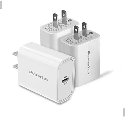 Power Lot USB C Wall Charger 3-Pack – 20 W Fast Charging Adapter for i Phone 15 Series, i Pad Pro, Air Pods & Apple Watch – Compact & Reliable Power Delivery Solution in Sleek Black – Ideal for Home & Travel Use