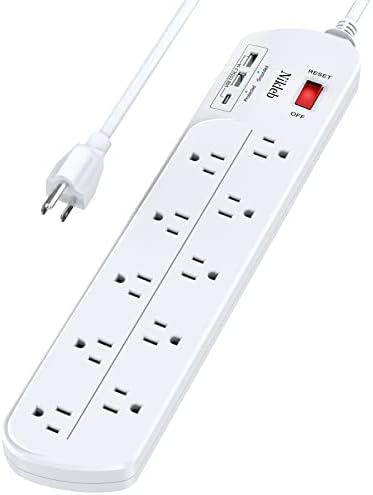 Maximize Your Power with the 23-in-1 Heavy Duty Surge Protector Power Strip – 20 Outlets Plus 2 USB and 1 USB-C Ports, 6 ft Wall-Mountable Extension Cord for Efficient Gaming, Office, and Home Setup – Unmatched Compatibility and Fast Charging Solutions