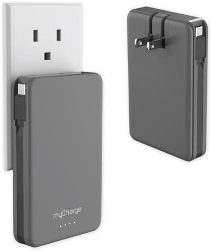 Ultra-Fast my Charge Power+Plug 20,000 m Ah Portable Power Bank with Built-in Charging Cable, USB-C Port, and Foldable Wall Plug – Ideal Travel Companion for Apple & Android Devices with 120 Hours of Reliable Power