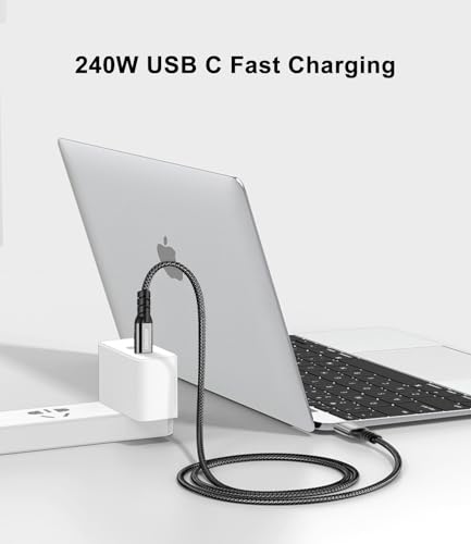 USB C 90 Degree Right Angle Cable 3.3ft 2-Pack, 240W PD Fast Charging 40Gbps Data Transfer 8K/4K Video USB C Cable for Thunderbolt 4/3 MacBook for iPhone 15 iPad Samsung Galaxy Other Type C Devices – Enhanced Compatibility and Speed