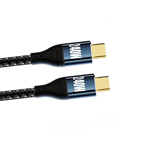 NFHK 240 W USB-C Type-C Charging Cable – 90-Degree Low Profile Angled Design for Optimal Convenience | 480 Mbps Fast Data Transfer | 200 cm Length for Laptop, Tablet & Phone Compatibility | Enhanced Durability & Performance