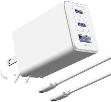 67 W Ga N USB-C Fast Charger Block – 3-Port Portable Wall Charger for Mac Book Pro, i Phone 16, Galaxy S24 & More – Compact, Foldable Design with Included Data Cable for Ultimate Compatibility & Speed