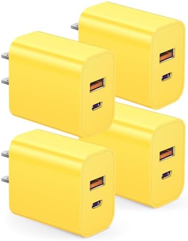 Compact 20 W USB C Wall Charger Set – Fast Charging 4-Pack in Stylish Purple for i Phone 16, Samsung, and Android Devices – Ultimate Portability and Efficiency for On-the-Go Power Needs