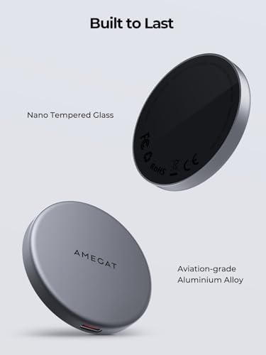 Mag Fusion Aura 15 W Qi2 Certified Magnetic Wireless Charging Pad – Fast, Effortless Charging for i Phone 16/15/14/13/12 Series – Stylish Design with Enhanced Safety and Non-Slip Surface for Home & Travel Use
