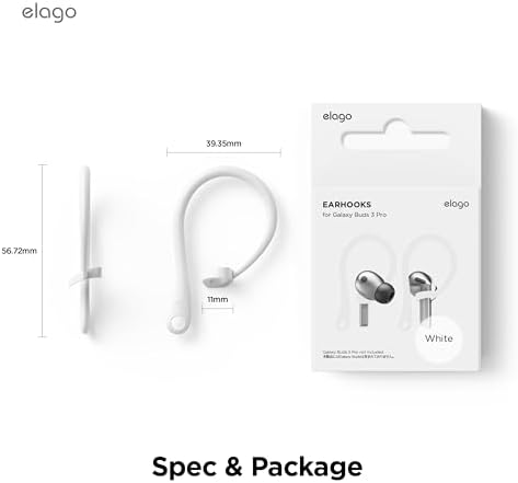 Ergonomic Anti-Slip Ear Hooks for Samsung Galaxy Buds 3 & 3 Pro – elago’s Premium Comfort Enhancements for Secure Audio Enjoyment (White)