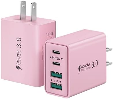 Dual-Pack 40 W USB C Charger Block – Fast Charging Power Adapter with 4 Ports for i Phone, Samsung, and i Pad – High-Speed Multi-Device Charging Solution with Enhanced Compatibility and Portability – Perfect for Home, Office, and Travel