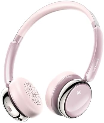Fii O Retro Wireless Bluetooth 5.4 Headphones in Pink – 58-Hour Active Noise Cancelling Earphones for Ultimate Comfort & Sound Quality – Ideal for Travel, Home, and On-the-Go Listening