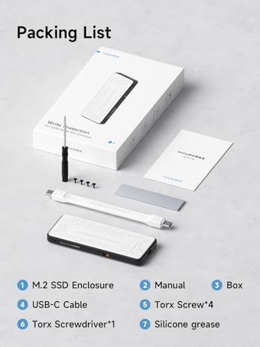 Hagibis M.2 NVMe SSD Enclosure – Ultra-Fast USB-C 3.2 Gen2 Adapter with Write Protection, 100 W PD Support for i Phone 16/15 Pro Max & Mac Book Pro – Sleek, Portable Design for Secure Data Transfers and Enhanced Storage Solutions