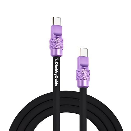 Experience Unmatched Charging Versatility with Chubbycable’s 240 W Anodized Reflective Shine USB C Cable – Extra Thick 9.8 FT Type-C to Type-C Charger Cord in Black, Light Blue, and Lavender Purple for Rapid Power Delivery and Enhanced Device Compatibility