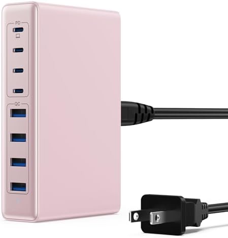 200 W Ga N IV USB-C Charging Hub: 8-Port Fast Charging Station with PD 65 W for Laptops, i Phones, i Pads, and Steam Deck – Compact & Efficient Power Adapter in Striking Red for Ultimate Device Versatility