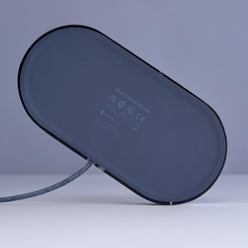 Elevate Your Charging Experience with the Einova Dual Classic Stone – Luxurious Wireless Charging Pad in Genuine Black Marquina Marble, Handcrafted in Italy, Featuring a 6 ft Integrated USB-C Cable for Fast Charging of Smartphones, Wireless Earbuds, and Smartwatches – Unmatched Aesthetics and Broad Compatibility for Qi-Enabled Devices