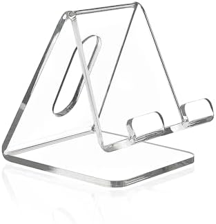 Fancial Acrylic Cell Phone Stand, Portable Phone Holder, Clear Phone Stand for Desk, Compatible with iPhone 15 14 13 12 Pro Max Mini 11 Xr Plus SE, Android Smartphone, Pad, Tablet, Desk Accessories – Enhanced Compatibility and Speed