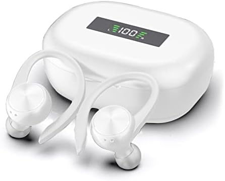 Revolutionary Bluetooth 5.0 Wireless Sports Earbuds with 48-Hour Battery and Smart LCD Display – Immersive Noise Cancelling Headphones for Active Lifestyles, Perfect for Workouts and Commutes (White)