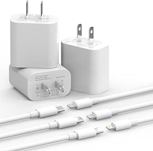 Ultra-Fast 20 W USB-C Charger Trio: Essential Charging Set with 6 FT Type C to Lightning Cable – Accelerate Power for i Phone 14/13/12/11 Pro/Max, XS/XR/X/SE/8 – Ideal for Home, Office, and On-the-Go Use