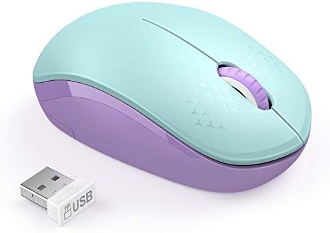 Light Blue Wireless Mouse – Ultra-Quiet 2.4 GHz Noiseless Computer Mouse with USB Receiver for Seamless Windows Experience – Portable, Ergonomic Design for Home, Office, or Travel