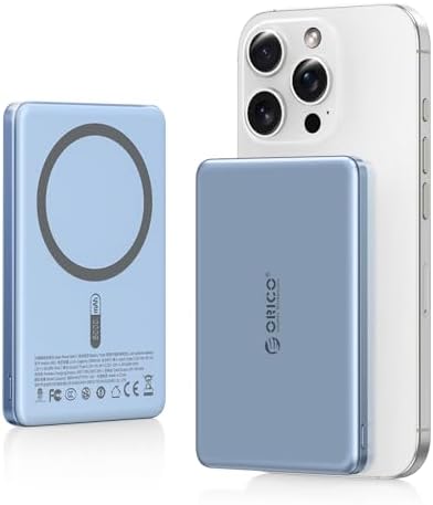 Ultra-Slim ORICO Kada Mag Safe 5000 m Ah Wireless Power Bank – Fast 20 W PD Charging with Type-C Cable – Essential Portable Charger for i Phone 12/13/14/15/16 Pro/Pro Max/Plus/Mini – Lightweight, Durable, and Magnetic Design for Effortless On-the-Go Power Solutions