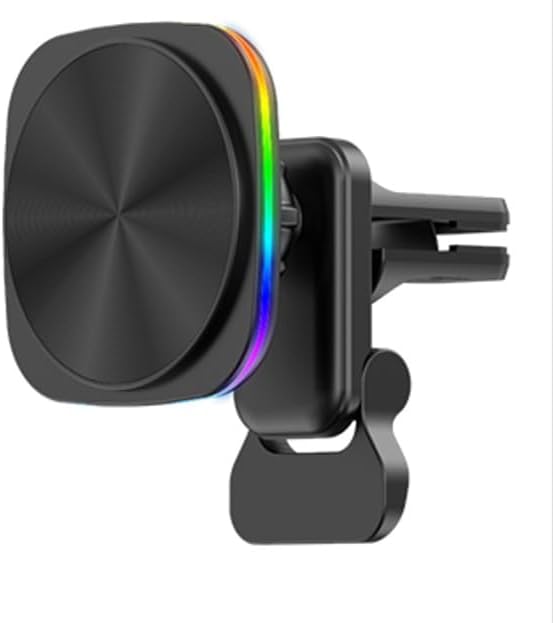15 W Fast Magnetic Wireless Car Phone Mount for i Phone 12-15 Series – Sleek Automotive Charger Holder with One-Handed Operation and Blue Light Indicator for Safe Navigation and Quick Power-ups – Essential Driving Accessory