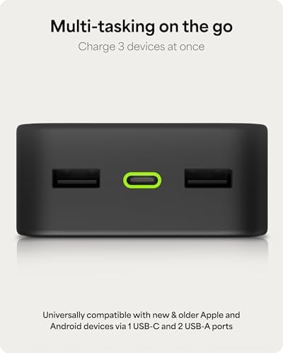 Mophie Powerstation Mini 5,000 m Ah Portable Power Bank – Ultra-Fast 20 W USB-C PD Charger for Rapid Device Recharging, Compact Pocket-Sized Design with LED Battery Indicator, Includes USB-C Cable for Instant Connectivity, Essential Travel Accessory for On-the-Go Smartphone Power