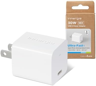 Experience Unmatched Charging Efficiency with Innergie SE3 30 W USB-C Fast Charger – Versatile Power Adapter for i Phone 16, Samsung S24, Mac Book Air & More – Advanced SFC 2.0, PD 3.0, QC 4+ Compatibility with Safety Features for Optimal Device Protection – Compact & Portable Design for On-the-Go Power Solutions – Elevate Your Charging Experience Today!