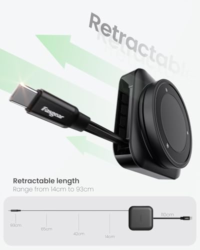 Fasgear Retractable USB C Cable Desk Mount – 60 W PD/PPS Fast Charging Type C Charger for i Phone 16/15, i Pad, Galaxy S24/S23, Google Pixel – 360° Rotatable Cable Management Solution in Sleek White – Ultimate Convenience for Tangle-Free Charging and Enhanced Device Accessibility