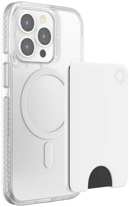 Sleek Mag Safe Compatible Pop Sockets Slim Phone Wallet – Minimalist Card Holder for Effortless Wireless Charging & On-the-Go Convenience – Stylish White Design for Modern Lifestyles, Perfect for Essential Cards and Easy Access