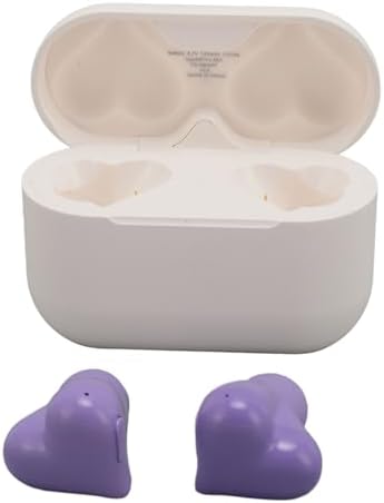 Heart-Shaped Bluetooth 5.3 Earbuds for Couples – Stylish Purple Wireless Earphones with Exceptional Hi-Fi Stereo Sound, Advanced Noise-Canceling Technology, and Portable Charging Case for Active Lifestyles and Romantic Escapes