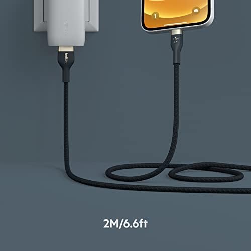 Belkin Boost Charge Pro Flex 10 FT Braided USB Type A to Lightning Cable – MFi Certified Fast Charger for i Phone 14/13/12/11/Pro/Max/Mini/SE & i Pad – Durable Pink Design for Enhanced Compatibility & Speed