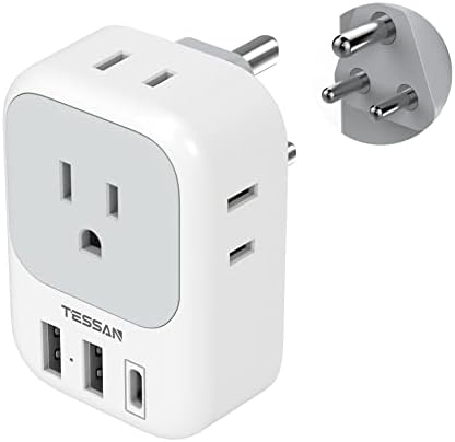 Ultimate European Travel Power Adapter: 4 AC Outlets & 3 Fast Charge USB Ports (1 USB-C PD 20 W) – Compact, Foldable Design for Effortless Connectivity in Spain, France, Germany, Italy, Portugal & Iceland – Versatile Compatibility for All Your Devices